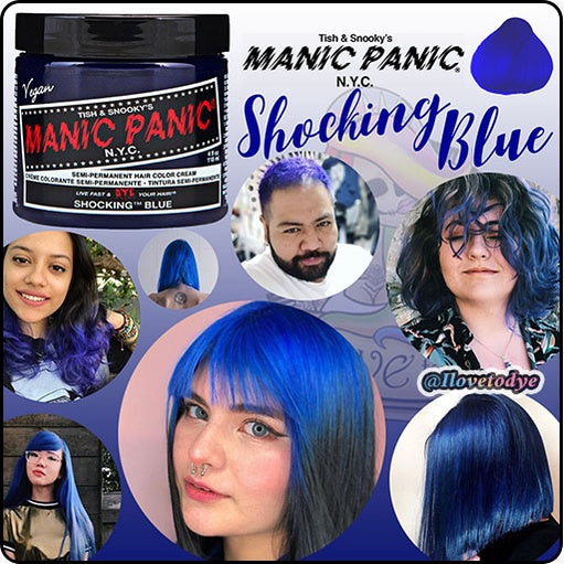 Shocking Blue ● Manic Panic Semi-Permanent Blue Hair Dye - ilovetodye