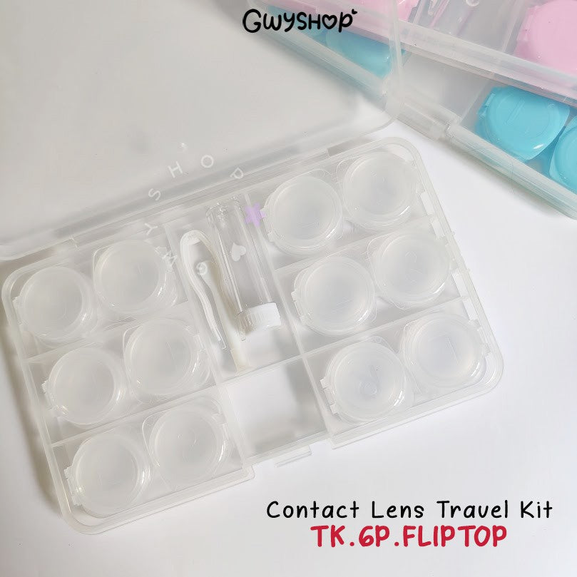 6 Pairs Fliptop Transparent☆ Contact Lens Travel Kit