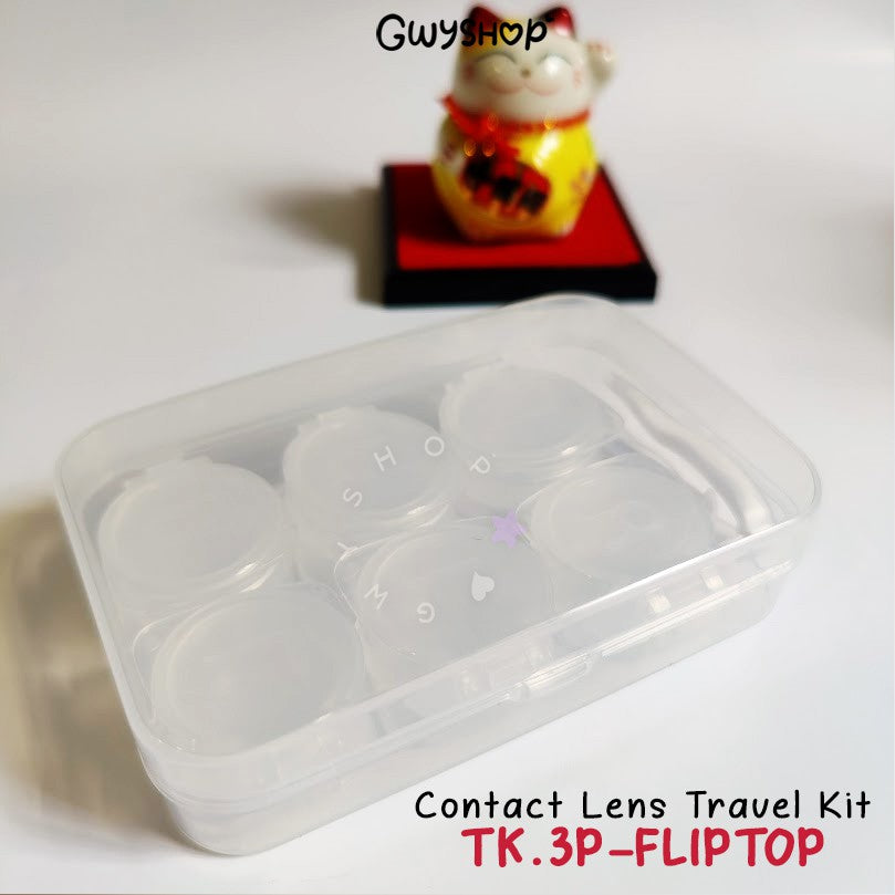 3 Pairs Fliptop Transparent ☆ Contact Lens Travel Kit
