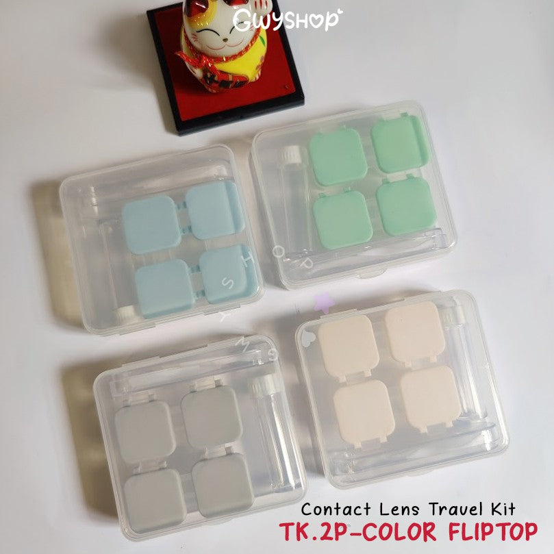 2 Pairs Color Transparent ☆ Contact Lens Travel Kit