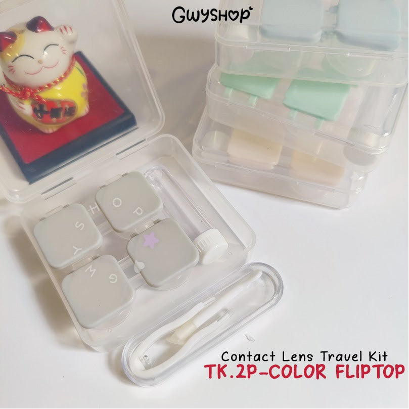 2 Pairs Color Transparent ☆ Contact Lens Travel Kit