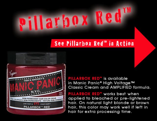 Pillarbox Red ● Manic Panic Semi-Permanent Red Hair Dye - ilovetodye