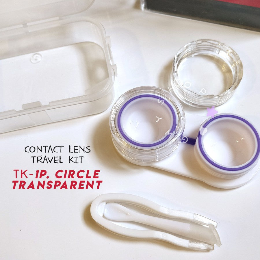 1 Pair Circle Transparent ☆ Contact Lens Travel Kit