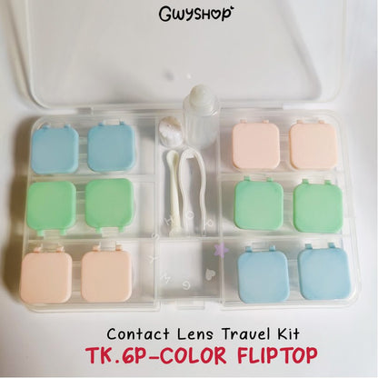 6 Pairs Color Fliptop ☆ Contact Lens Travel Kit
