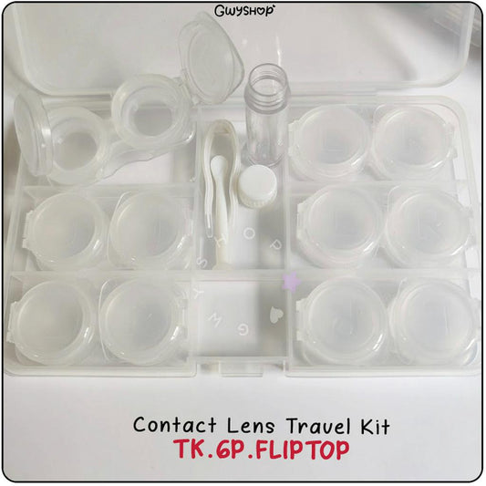 6 Pairs Fliptop Transparent☆ Contact Lens Travel Kit