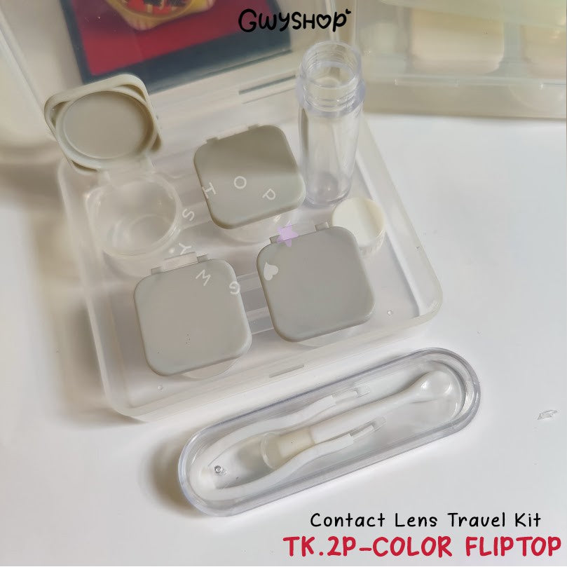 2 Pairs Color Transparent ☆ Contact Lens Travel Kit