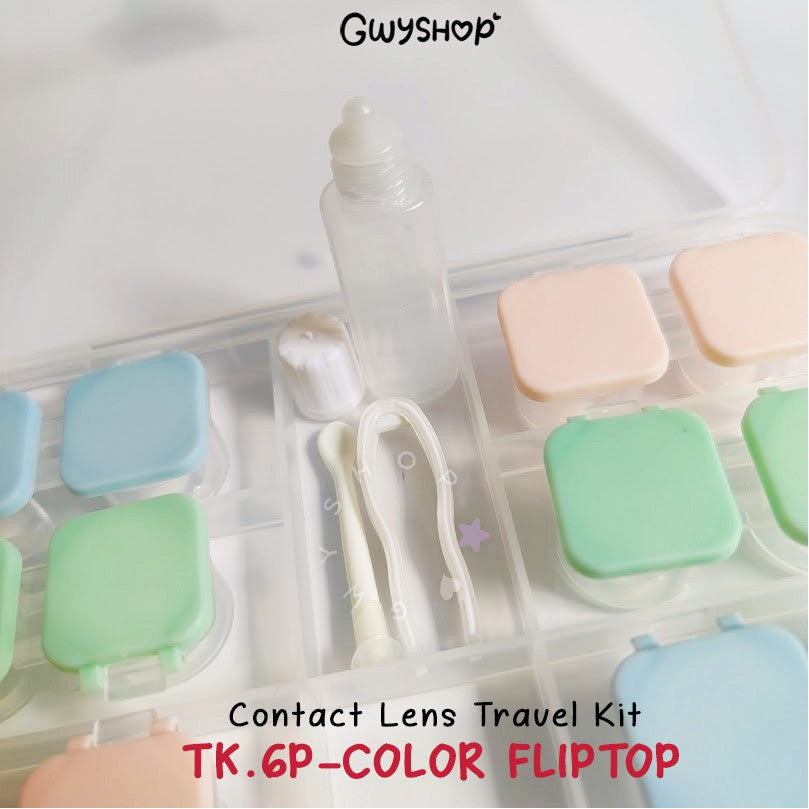 6 Pairs Color Fliptop ☆ Contact Lens Travel Kit