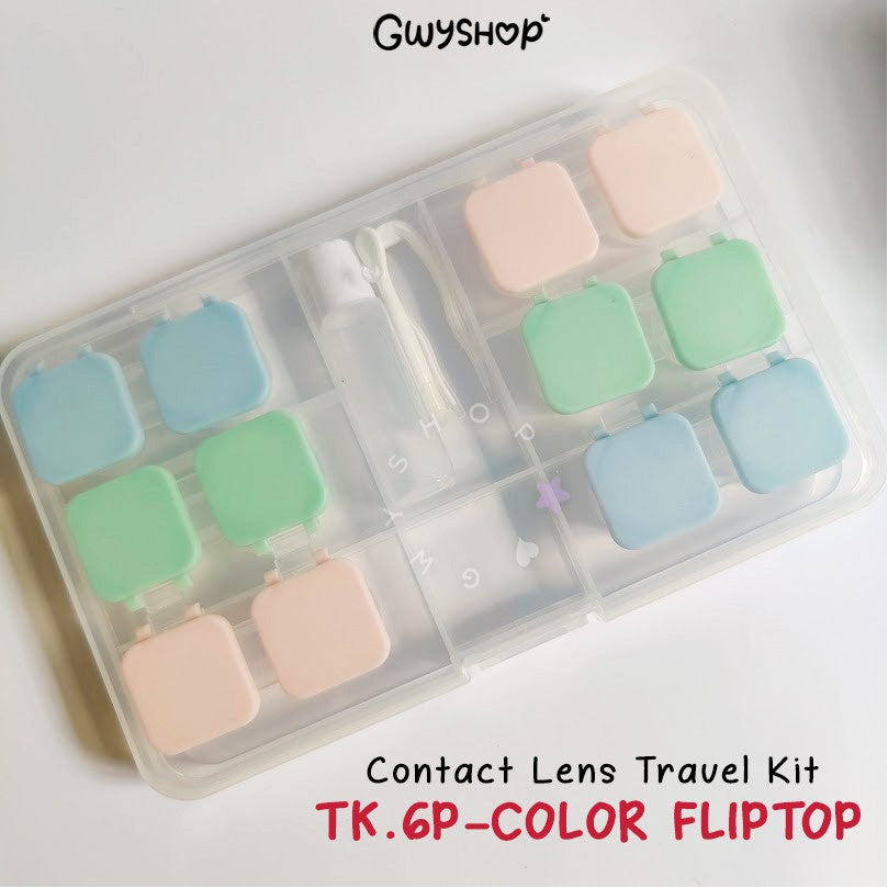 6 Pairs Color Fliptop ☆ Contact Lens Travel Kit