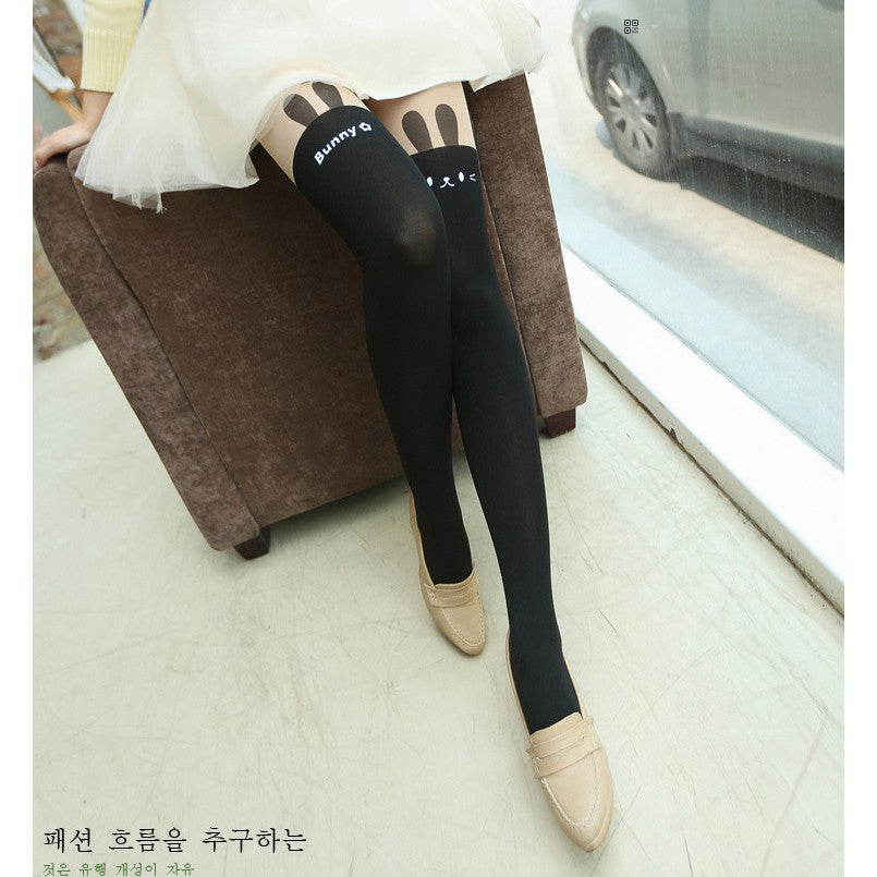 Bunny Black Thigh High Stockings
