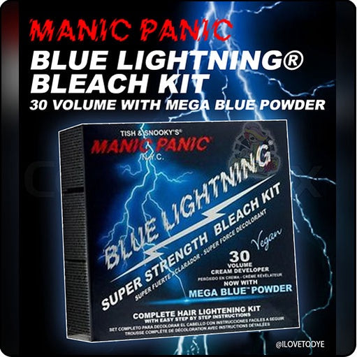 Manic Panic BLUE LIGHTNING® BLEACH KIT - 30 VOLUME WITH MEGA BLUE POWDER - ilovetodye