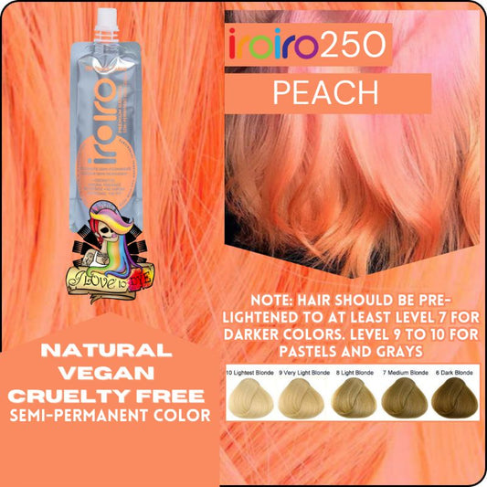 Iroiro 250 Peach Pastel Vegan Cruelty-Free Semi-Permanent Hair Color