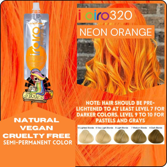Iroiro 320 UV Reactive Neon Orange Semi-Permanent Hair Color