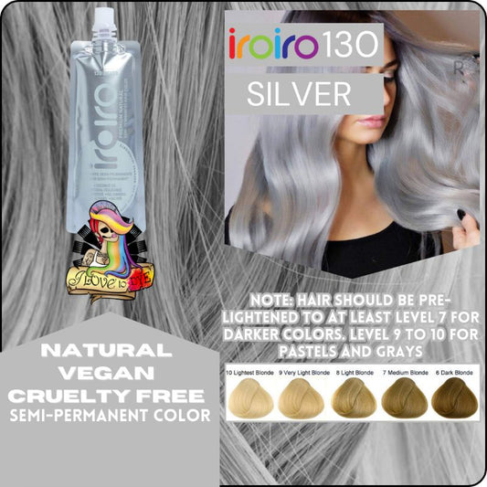 Iroiro 130 SILVER Natural Vegan Cruelty-Free Semi-Permanent Hair Color