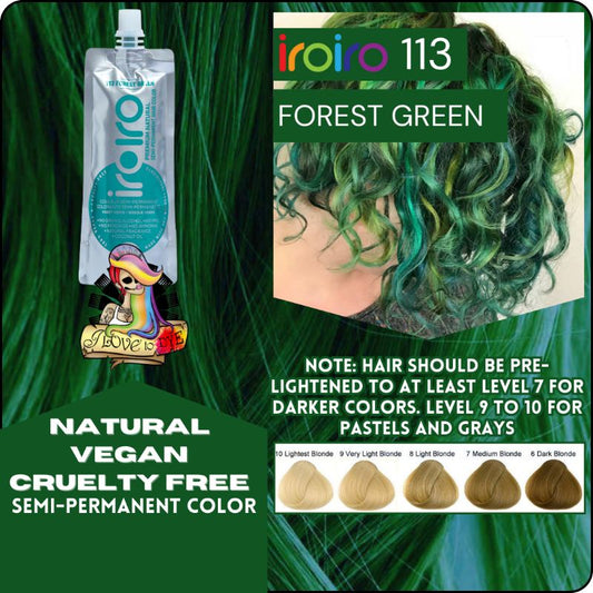 Iroiro 113 FOREST GREEN Natural Vegan Cruelty-Free Semi-Permanent Hair Color