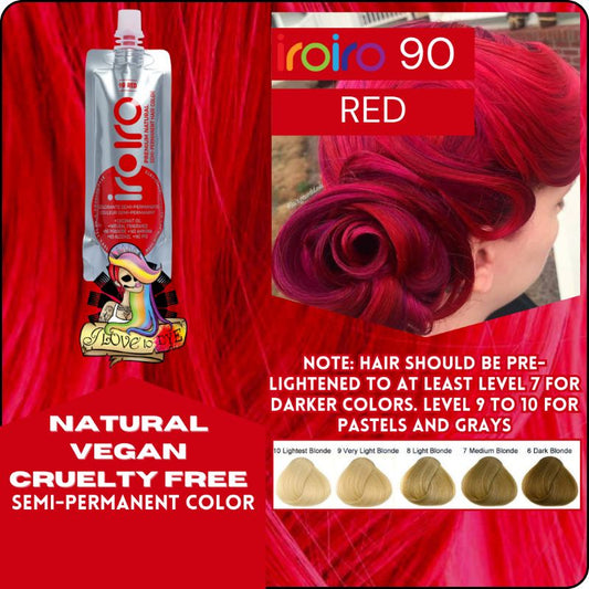 Iroiro 90 Red Natural Vegan Cruelty-Free Semi-Permanent Hair Color