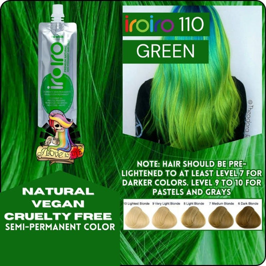 Iroiro 110 GREEN Natural Vegan Cruelty-Free Semi-Permanent Hair Color