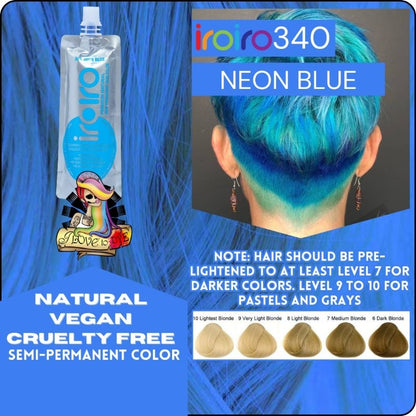 Iroiro 340 UV Reactive Neon Blue Semi-Permanent Hair Color