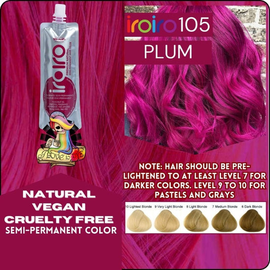 Iroiro 105 PLUM Natural Vegan Cruelty-Free Semi-Permanent Hair Color
