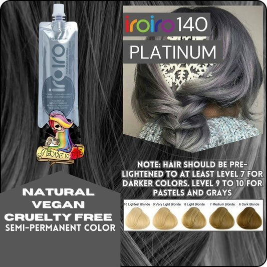 Iroiro 140 PLATINUM Vegan Cruelty-Free Natural Semi-Permanent Hair Color