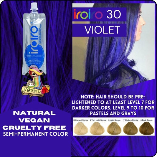 Iroiro 30 Violet Natural Vegan Cruelty-Free Semi-Permanent Hair Color