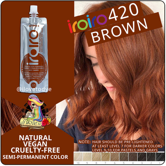 Iroiro 420 Brown Natural Vegan Cruelty-Free Semi-Permanent Hair Color