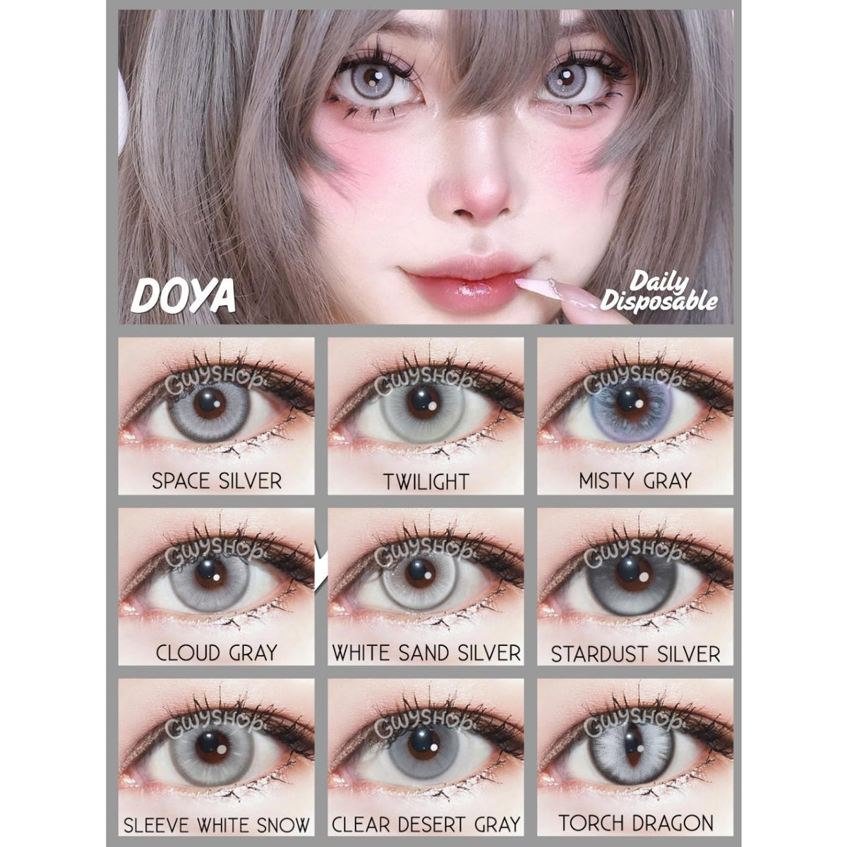 Doya 1 Day Lens GRAY SILVER WHITE Cosplay Vibrant Contact Lens