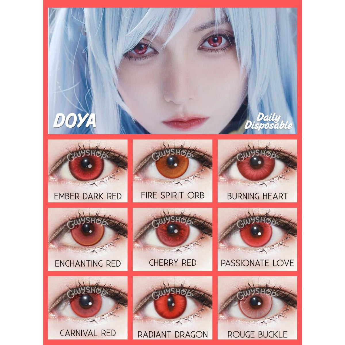 DOYA 1 DAY Lens Red Cosplay Vibrant Contact Lens