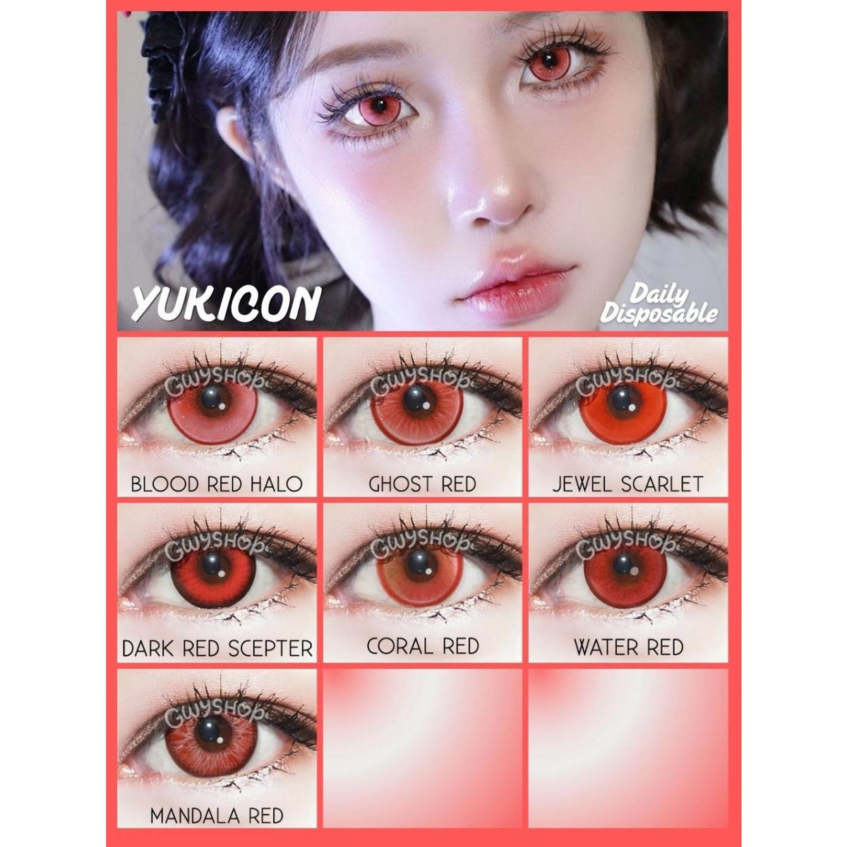 YUKICON 1 DAY RED PINK Cosplay Vibrant Contact Lens