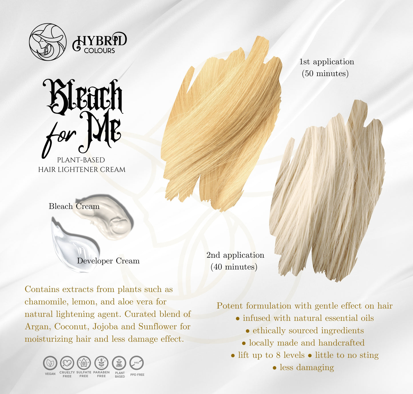 100g Bleach for Me - Plant-Based Hair Lightener Cream by Hybrid Colours