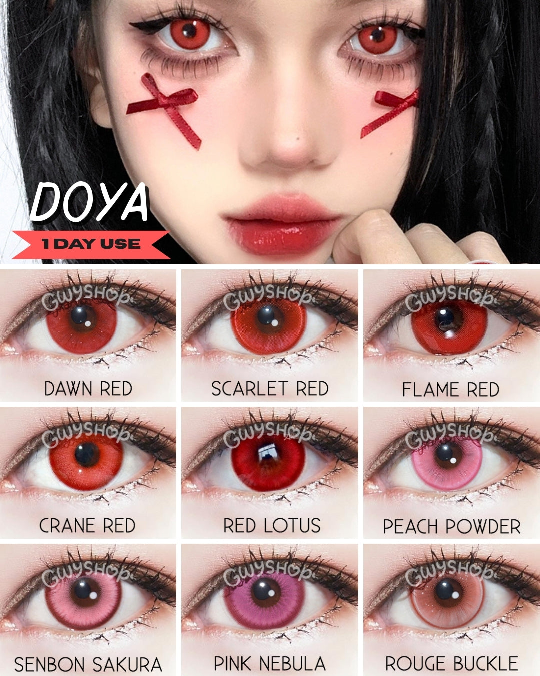 [Gwyshop] 1 DAY Lens Red Pink Powder DOYA Cosplay Vibrant Contact Lens