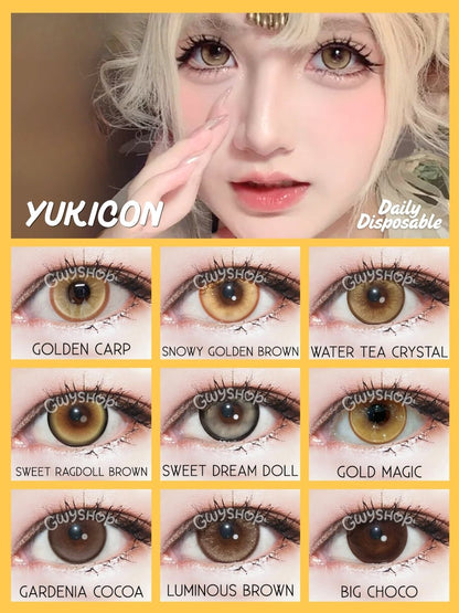 YUKICON 1 DAY Lens YELLOW GOLD BROWN ORANGE Cosplay Vibrant Contact Lens