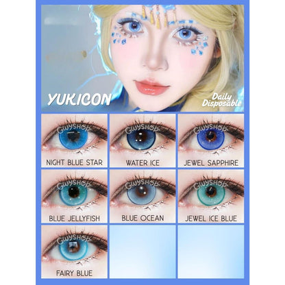 YUKICON 1 DAY BLUE CYAN TEAL Cosplay Vibrant Contact Lens