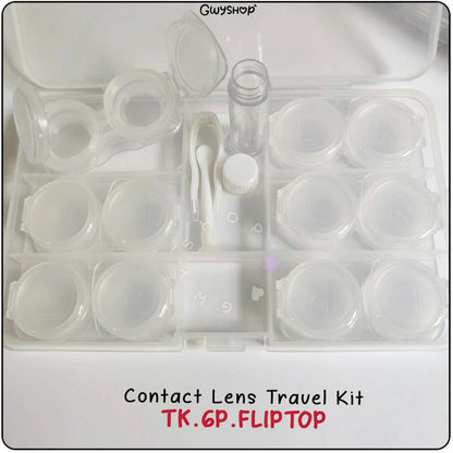 6 Pairs Fliptop Transparent☆ Contact Lens Travel Kit