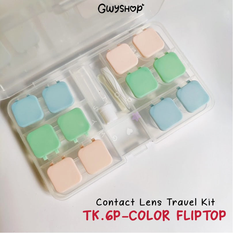 6 Pairs Color Fliptop ☆ Contact Lens Travel Kit