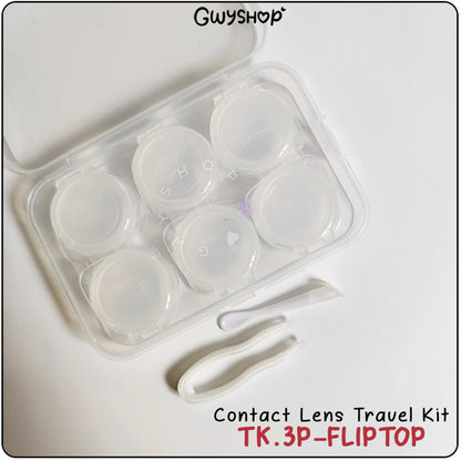 3 Pairs Fliptop Transparent ☆ Contact Lens Travel Kit