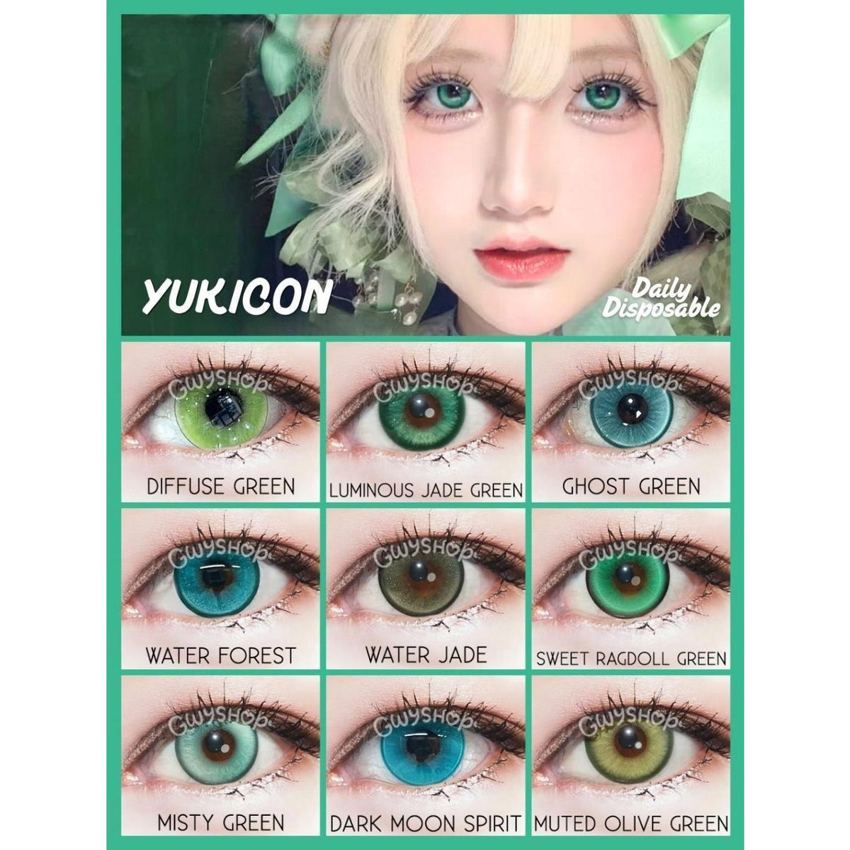 YUKICON 1 DAY Lens GREEN Cosplay Vibrant Contact Lens