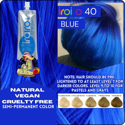 Iroiro 40 Blue Natural Vegan Cruelty-Free Semi-Permanent Hair Color