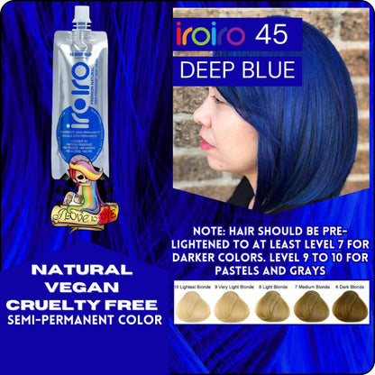 Iroiro 45 Deep Blue Natural Vegan Cruelty-Free Semi-Permanent Hair Color