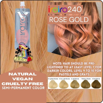 Iroiro 240 Rose Gold Pastel Vegan Cruelty-Free Semi-Permanent Hair Color