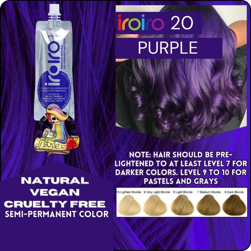 Iroiro 20 Purple Natural Vegan CrueltyFree SemiPermanent Hair Color