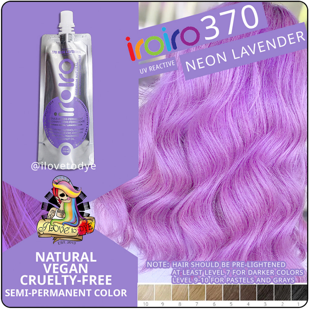 Iroiro 370 UV Reactive Lavender Neon Vegan Cruelty-Free Semi-Permanent Hair Color