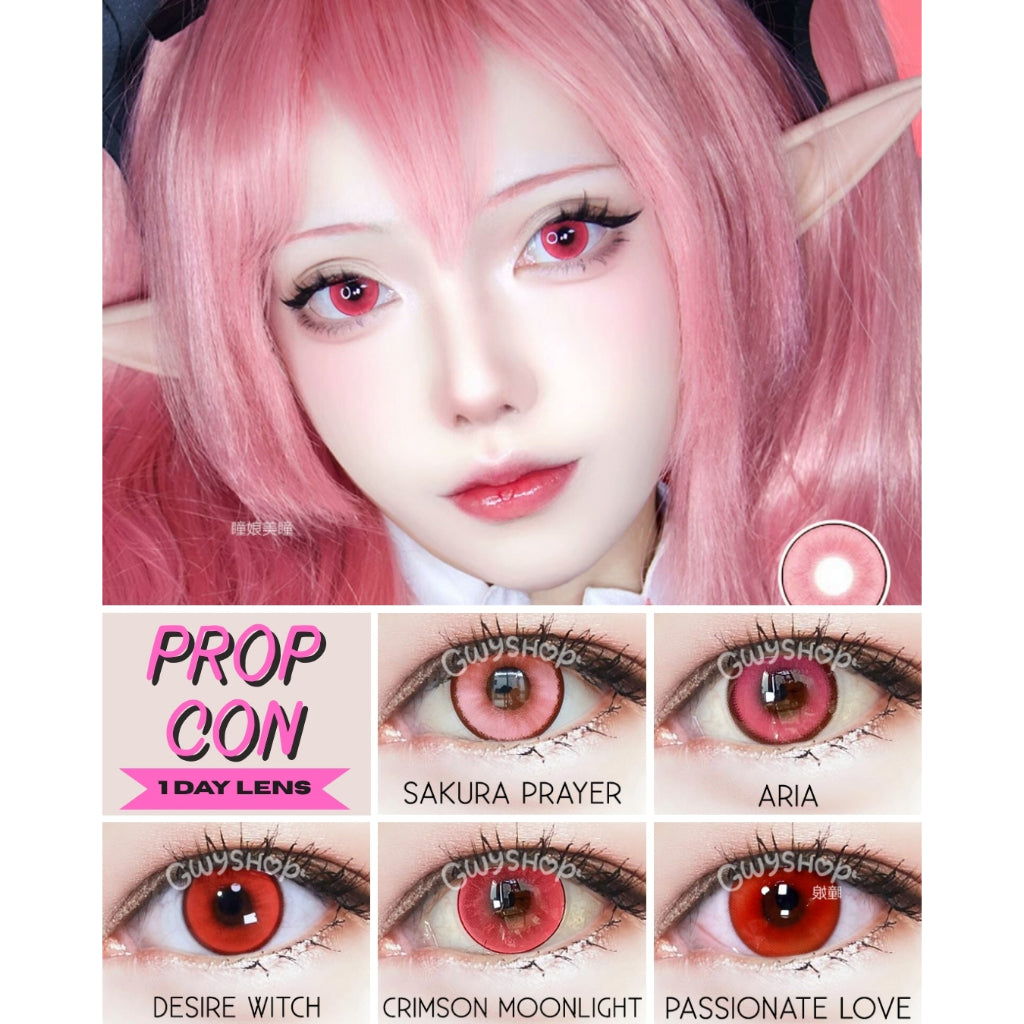 [Gwyshop] 1 DAY Lens Red Pink Powder PROPCON Cosplay Vibrant Contact Lens