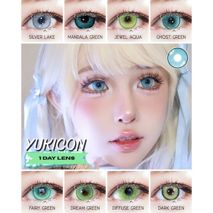 [Gwyshop] 1 DAY Lens Green Silver YUKICON Cosplay Vibrant Contact Lens