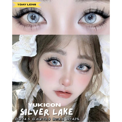 [Gwyshop] 1 DAY Lens Green Silver YUKICON Cosplay Vibrant Contact Lens