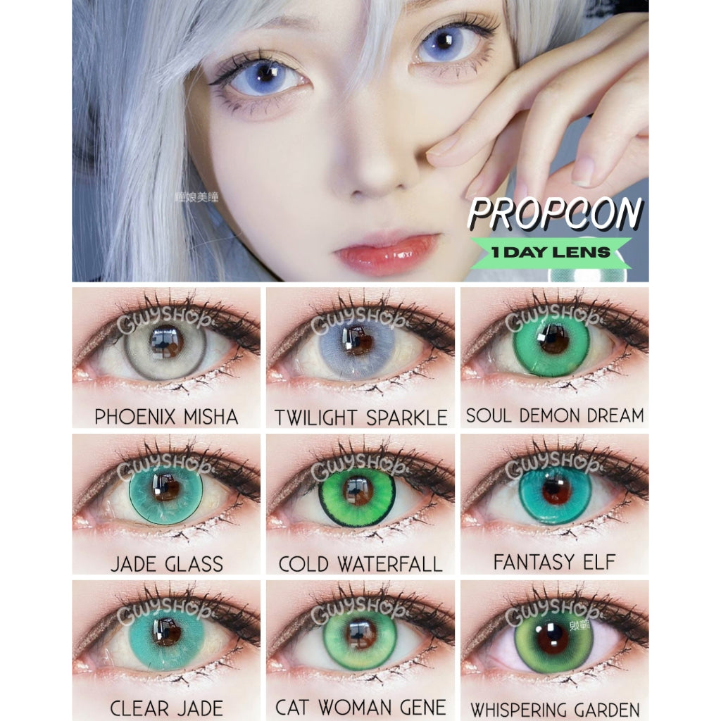 [Gwyshop] 1 DAY Lens Green Silver PROPCON Cosplay Vibrant Contact Lens