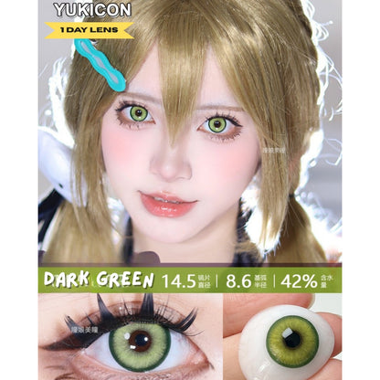 [Gwyshop] 1 DAY Lens Green Silver YUKICON Cosplay Vibrant Contact Lens