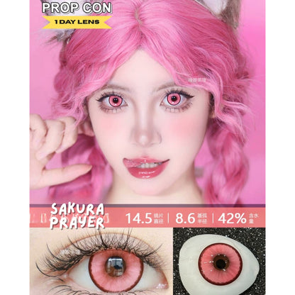 [Gwyshop] 1 DAY Lens Red Pink Powder PROPCON Cosplay Vibrant Contact Lens