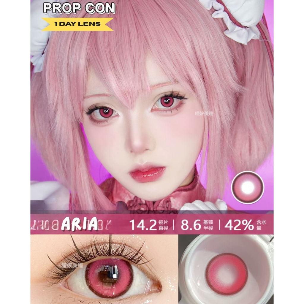 Gwyshop] 1 DAY Lens Red Pink Powder PROPCON Cosplay Vibrant Contact L