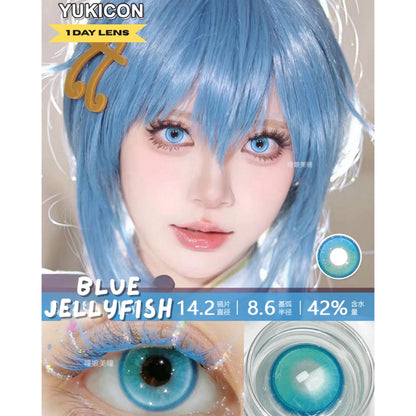 YUKICON Bue Aqua Cyan - 1 Day Use Lens Cosplay Vibrant Contact Lens