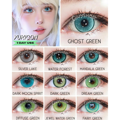 YUKICON Green Gray Silver - 1 Day Use Lens Cosplay Vibrant Contact Lens